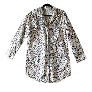 Victoria’s Secret Leopard Print Cotton Cozy Sleep Shirt Loungewear Resort Vacay